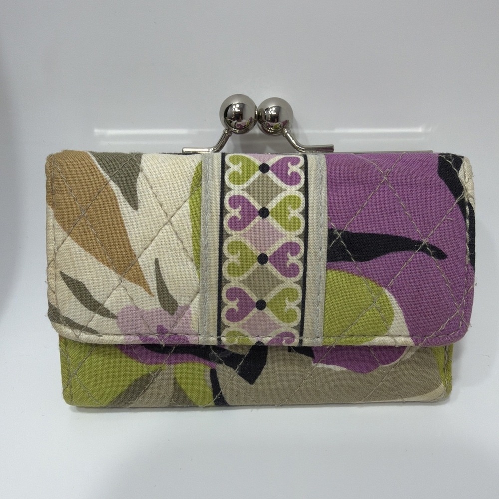 Vera Bradley Kisslock Wallet Portobello Road Colorful Bill Fold Quilted